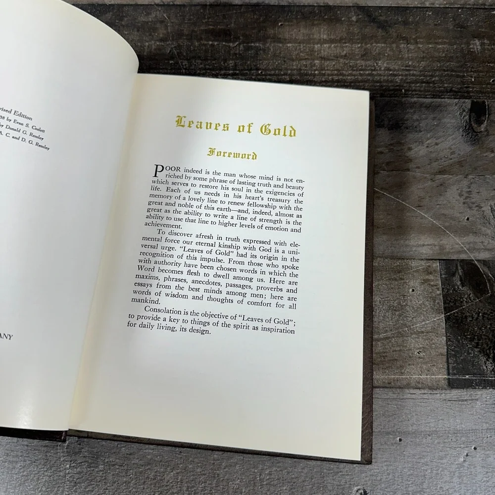 Vintage Leaves of Gold, An Anthology of Prayers Memorable Phrases 1948 HC